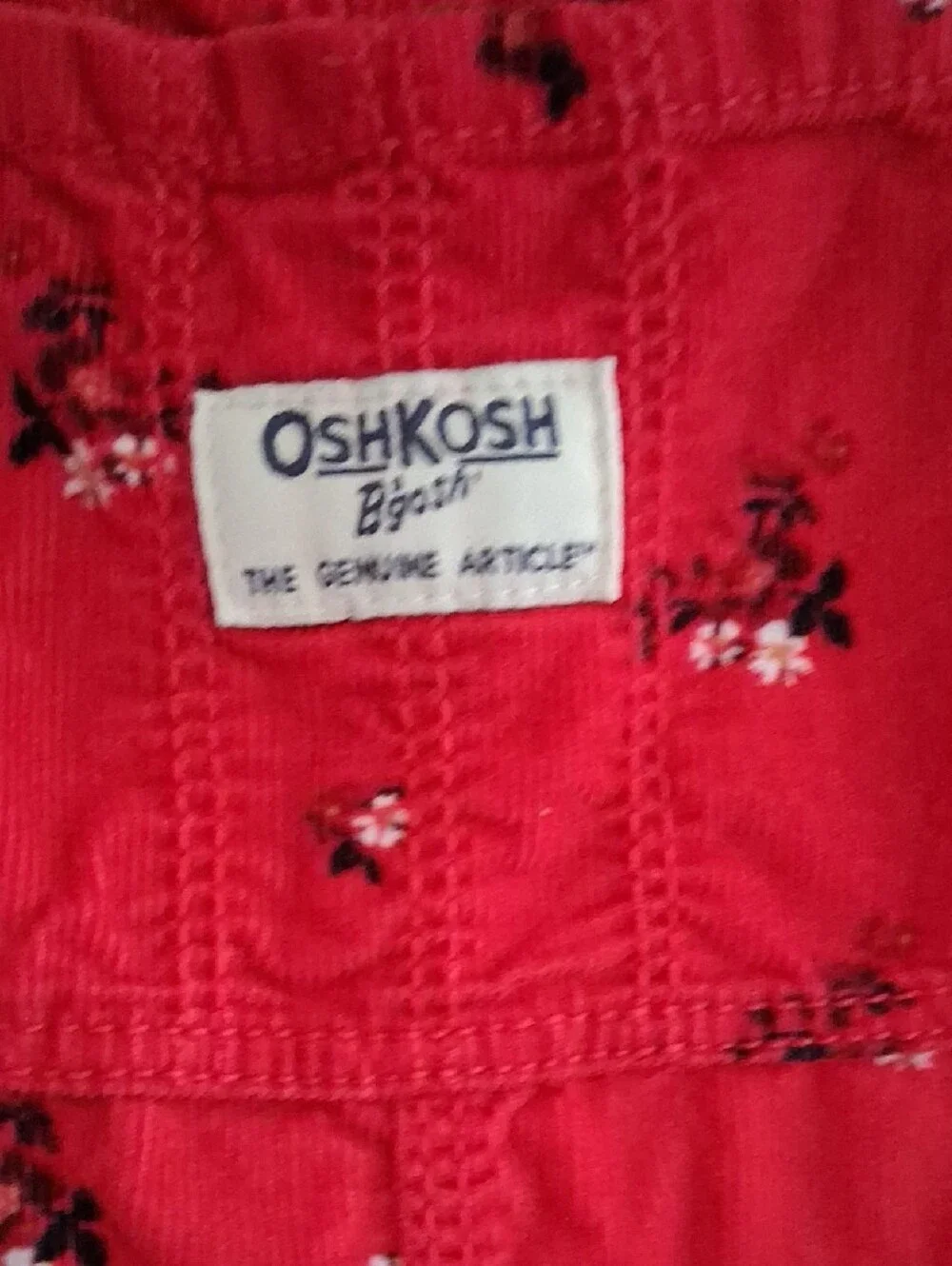 Adorable OshKosh B'gosh Red Floral Corduroy Pinafore Overall Dress